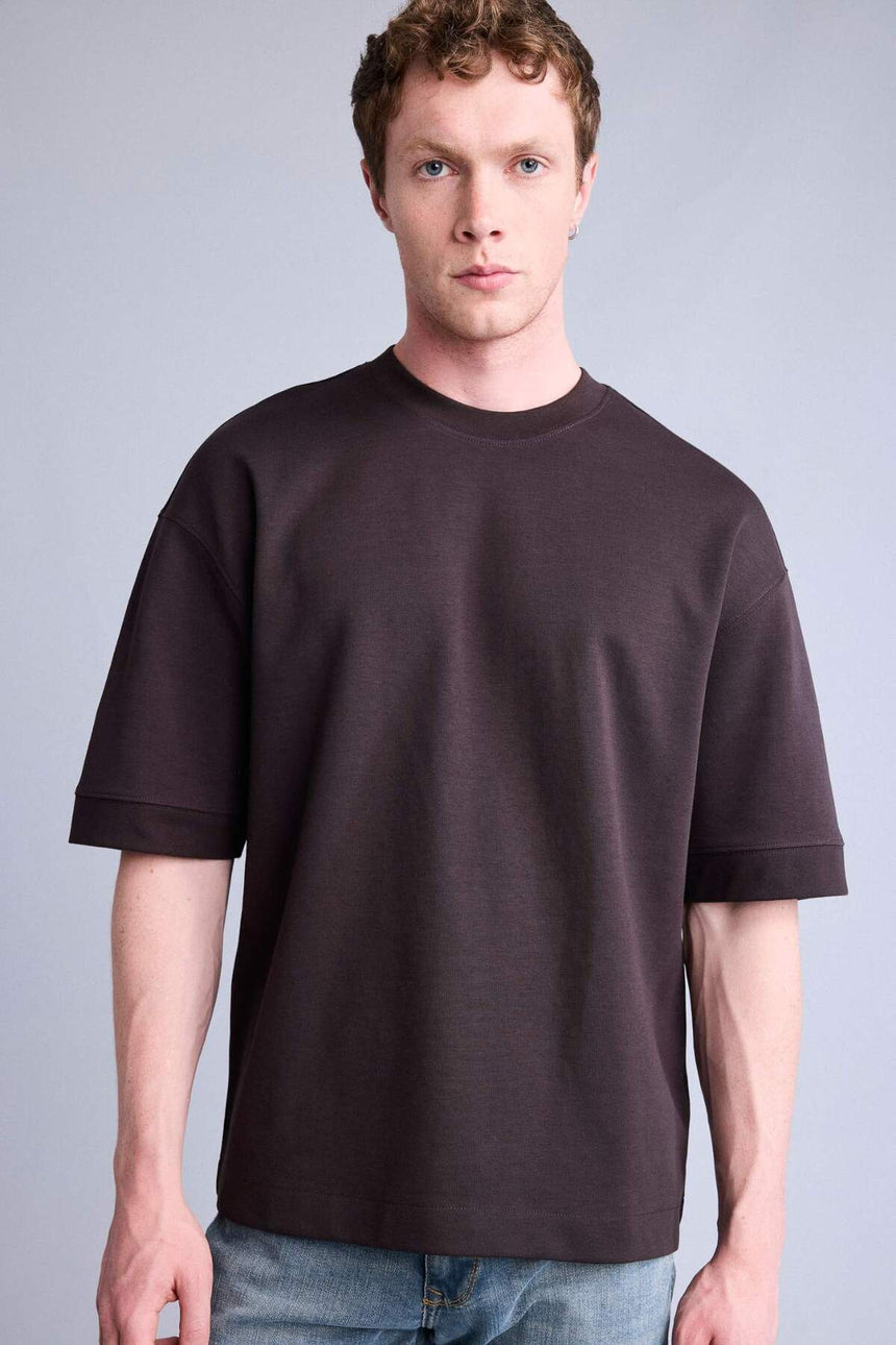 Defacto Erkek T-Shirt B4844Ax - Kahverengi