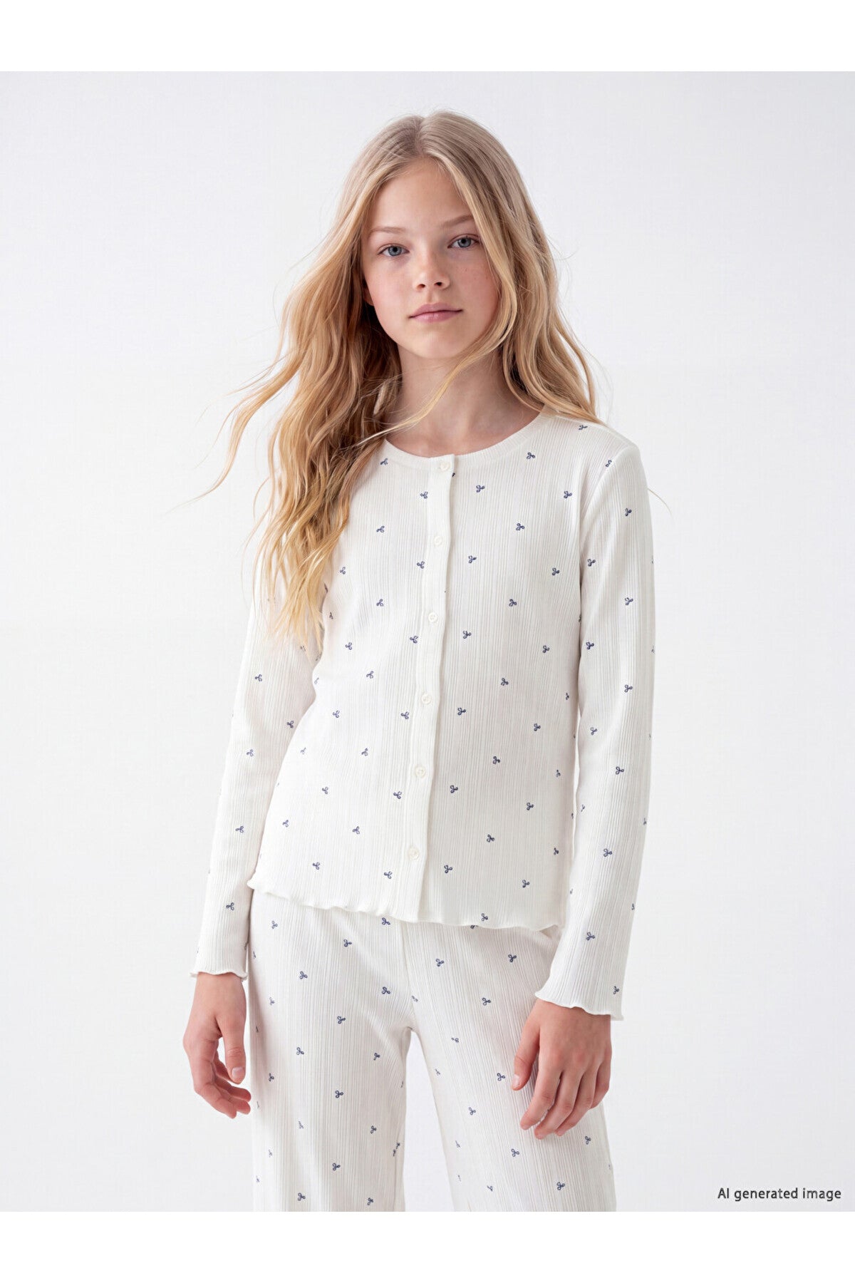 LC Waikiki Kız Çocuk Pijama Takımı W68999B4 - Ekru
