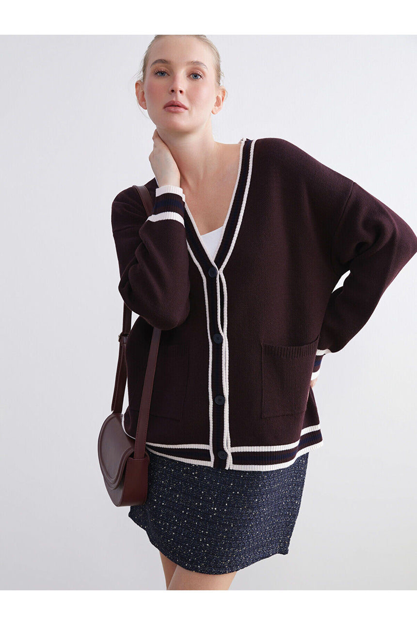 LC Waikiki Kadın Oversize Hırka W5I152B8 - Bordo