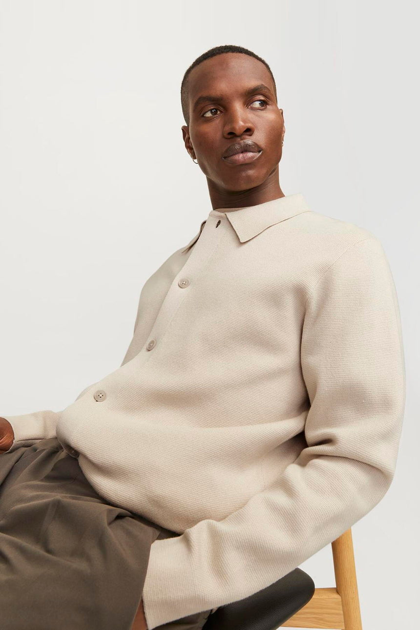 JACK&JONES JJELEGACY BLOCKING SWEAT HOOD NOOS 12271403 - Açık Krem