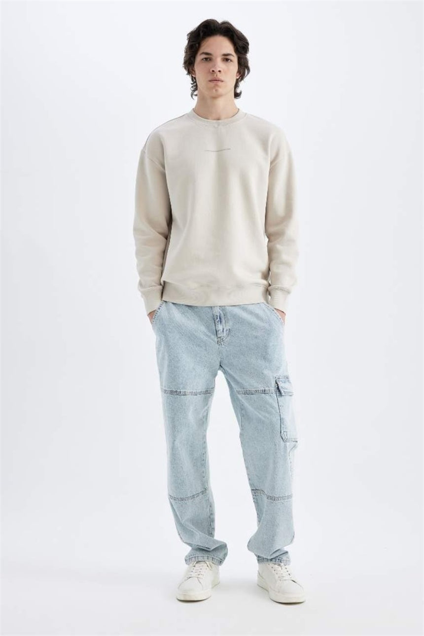 Defacto Erkek Sweat Shirt X8282Az - Kahverengi / Kum Beji