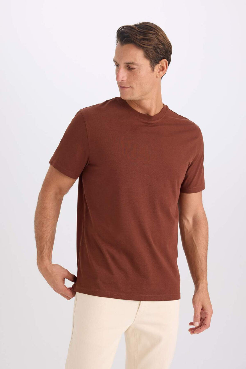 DeFacto V7699AZ Erkek T-Shirt - Kahverengi