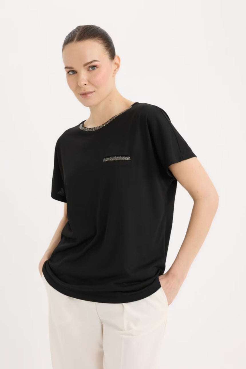 Defacto Kadın Short Sleeve T-Shirt K7701Az - Siyah