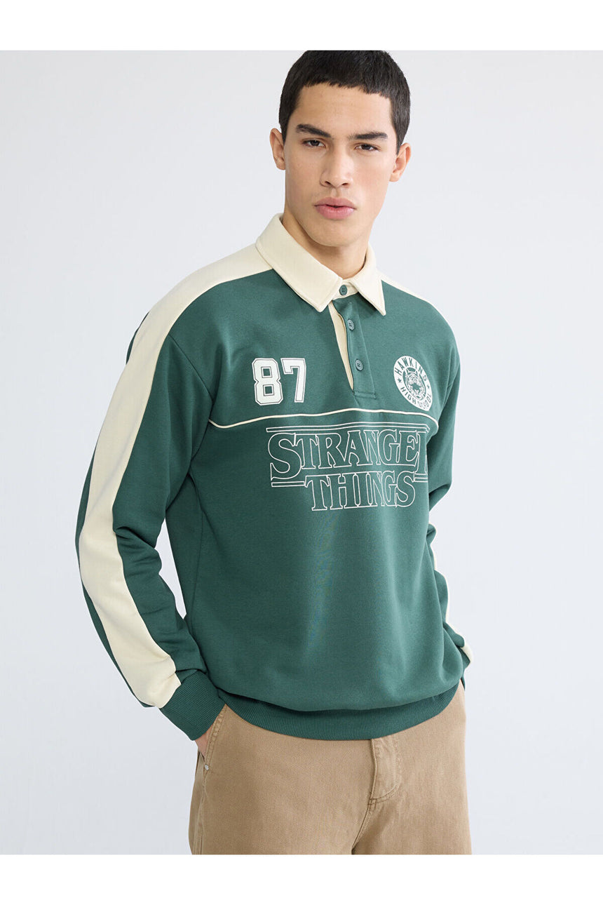 LC Waikiki Erkek Sweatshirt W5NV03B8 - Koyu Yeşil