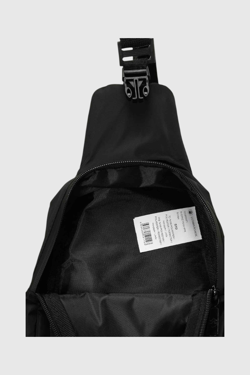 Sporline Lumberjack Yugi siyah tekstil unisex bel çantası iç detay görünümü