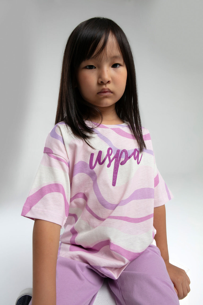 U.S. Polo Assn. Kız Çocuk Kapri Takım US2062-G - Krem / Toz Pembe
