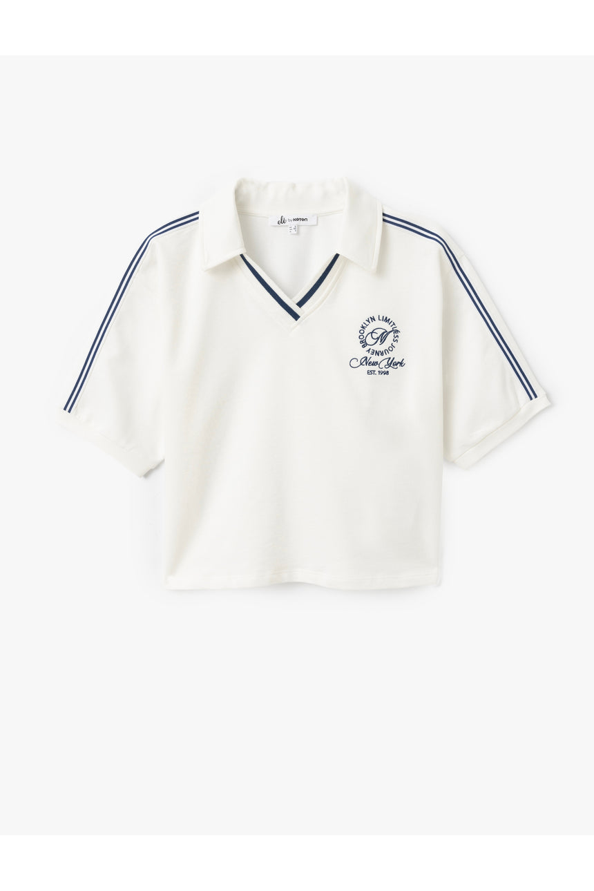 Koton 5SAL10530IK Kadın T-Shirt - Ekru