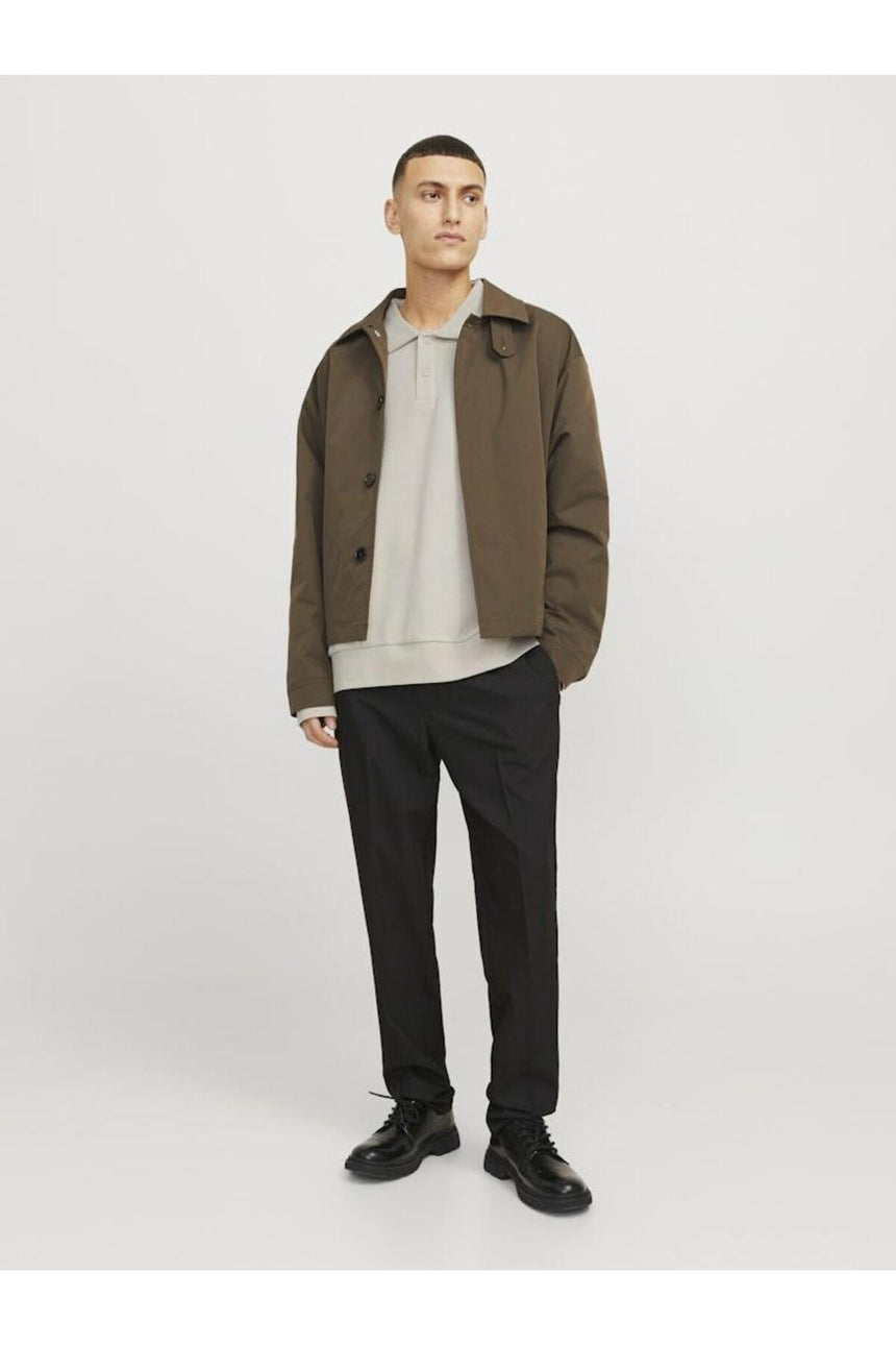 JACK&JONES JJEBRADLEY SWEAT POLO NOOS 12278586 - Bej/ Açık Gri