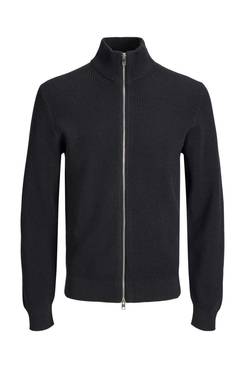 JACK&JONES PLUS JJEPERFECT KNIT FULL ZIP CARDIGAN SN PLS 12298714 - Siyah