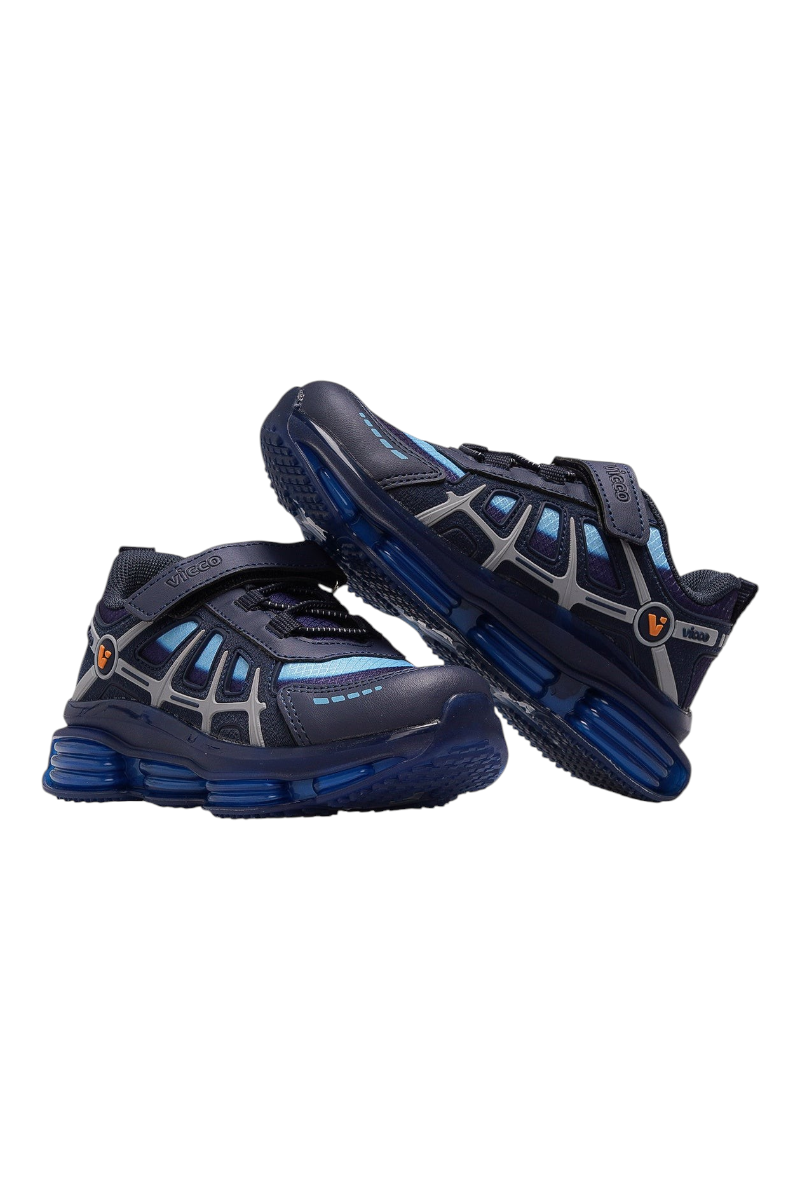 Sporline Vicco lacivert tekstil çocuk sneaker, cırt cırtlı tasarım ve şeffaf taban detaylı spor ayakkabı