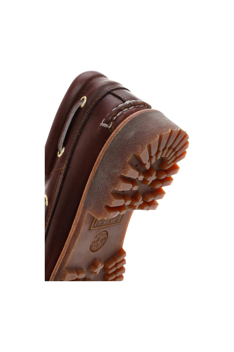 Sporline Timberland Authentic koyu kırmızı deri erkek tekne ayakkabısı tırtıklı kauçuk taban detayı