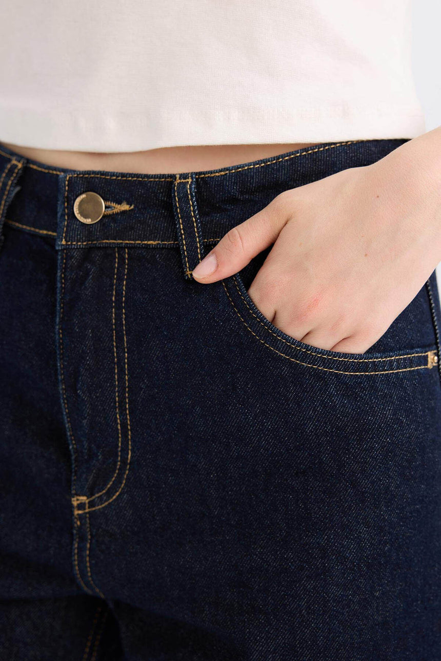 DeFacto D5123AX Kadın Jean Pantolon - Mavi / Siyah