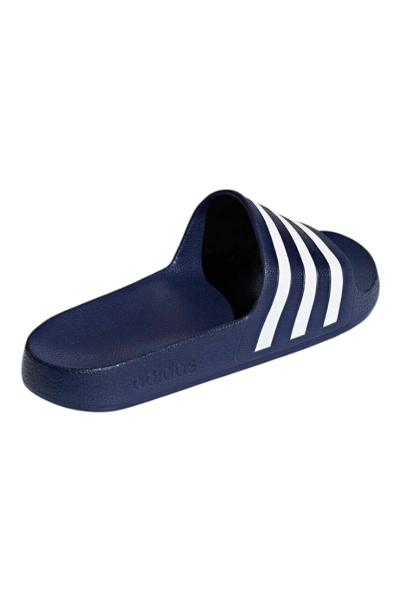 Sporline adidas Adilette Aqua koyu mavi ve beyaz detaylı unisex suni deri terlik