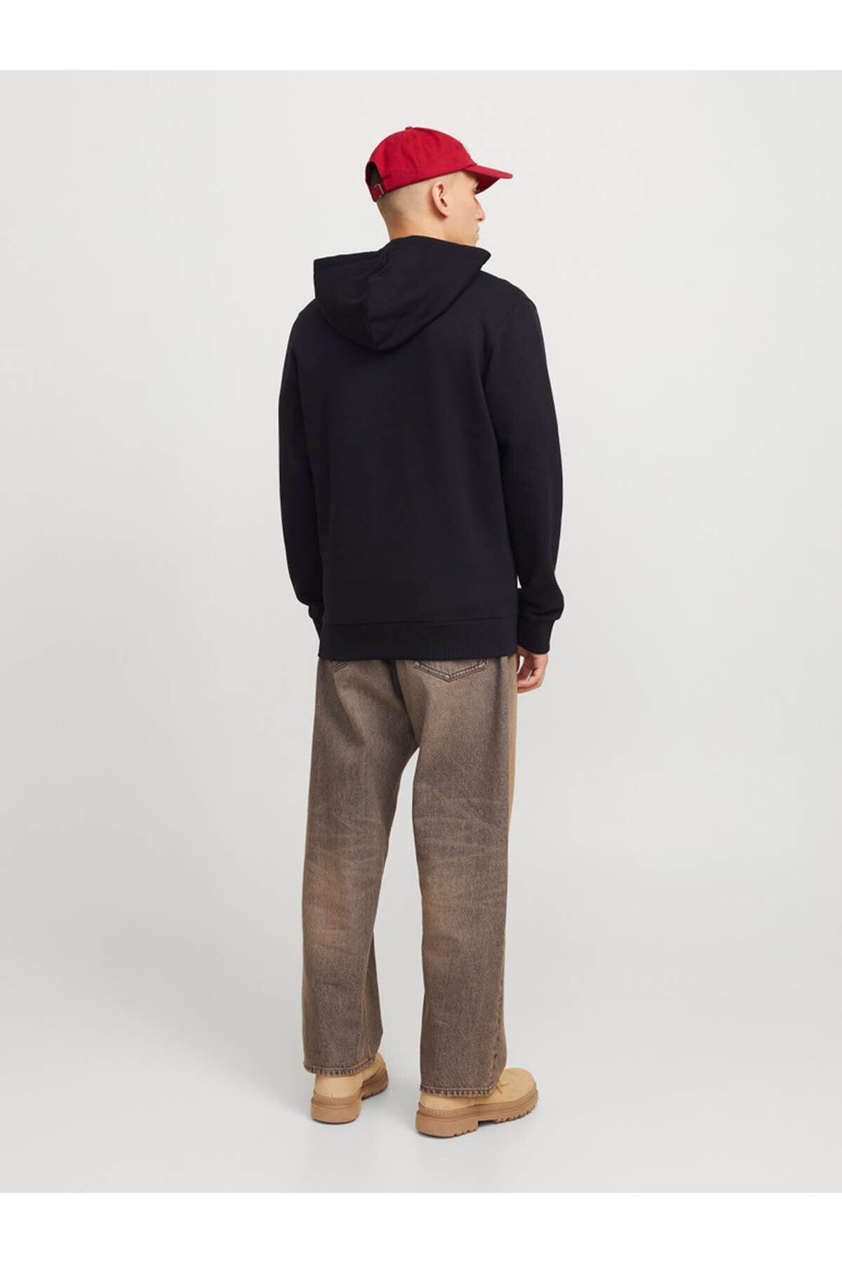 Jack & Jones Corp Logo Erkek Kapüşonlu Fermuarlı Sweatshirt 12265177 - Siyah