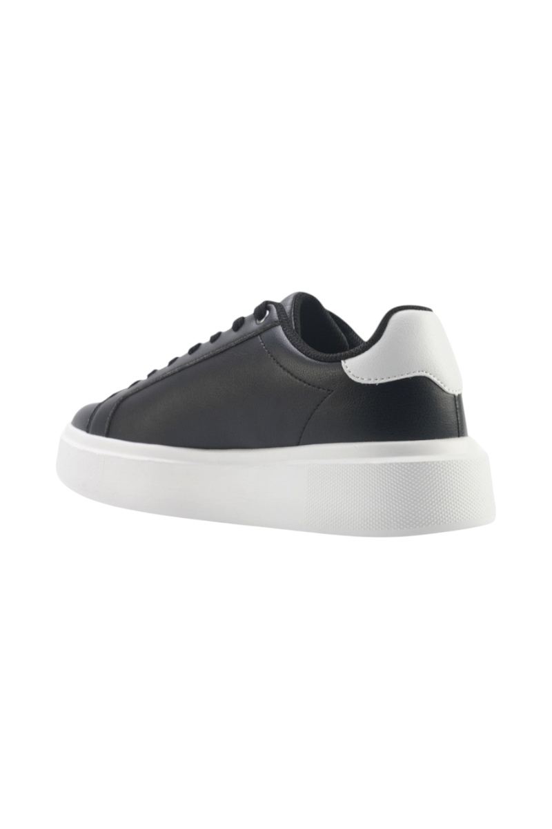 Sporline Lumberjack Clean siyah erkek sneaker, tekstil ve PU karışımlı, beyaz tabanlı günlük spor ayakkabı.