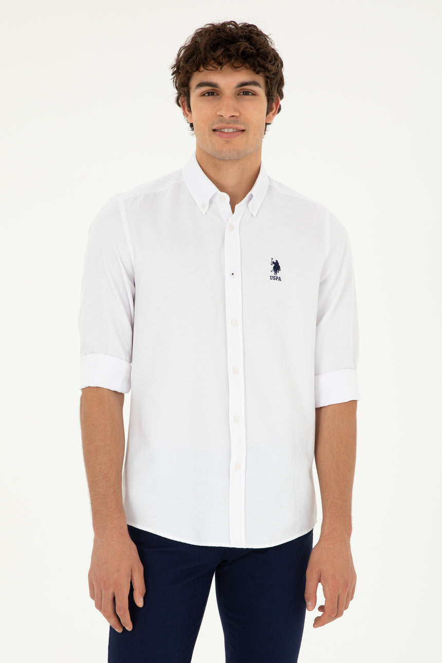 US POLO ASSN ERKEK DOKUMA GÖMLEK 1886621 - Beyaz