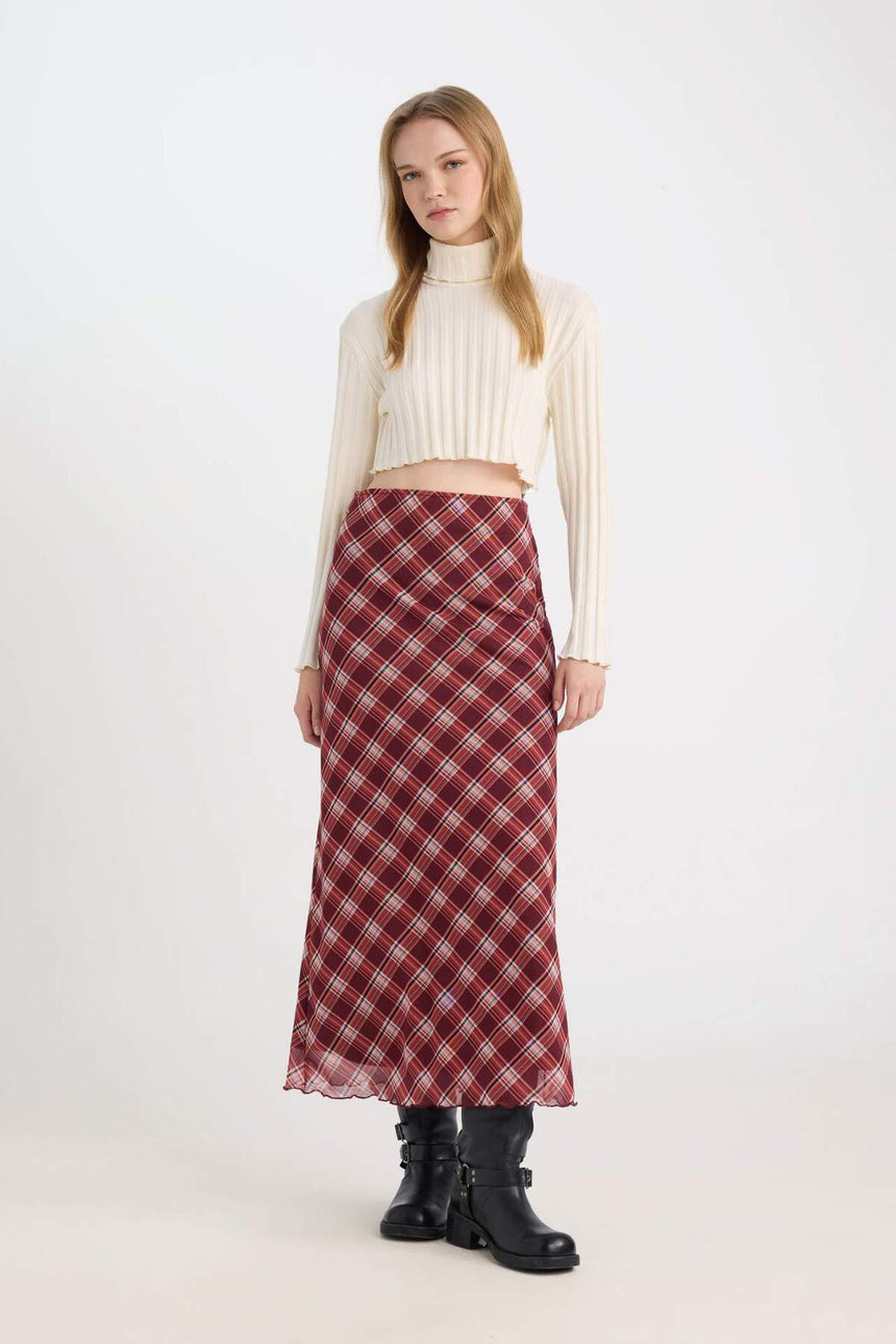 Defacto Kadın Knitted Skirt E1232AX - Bordo