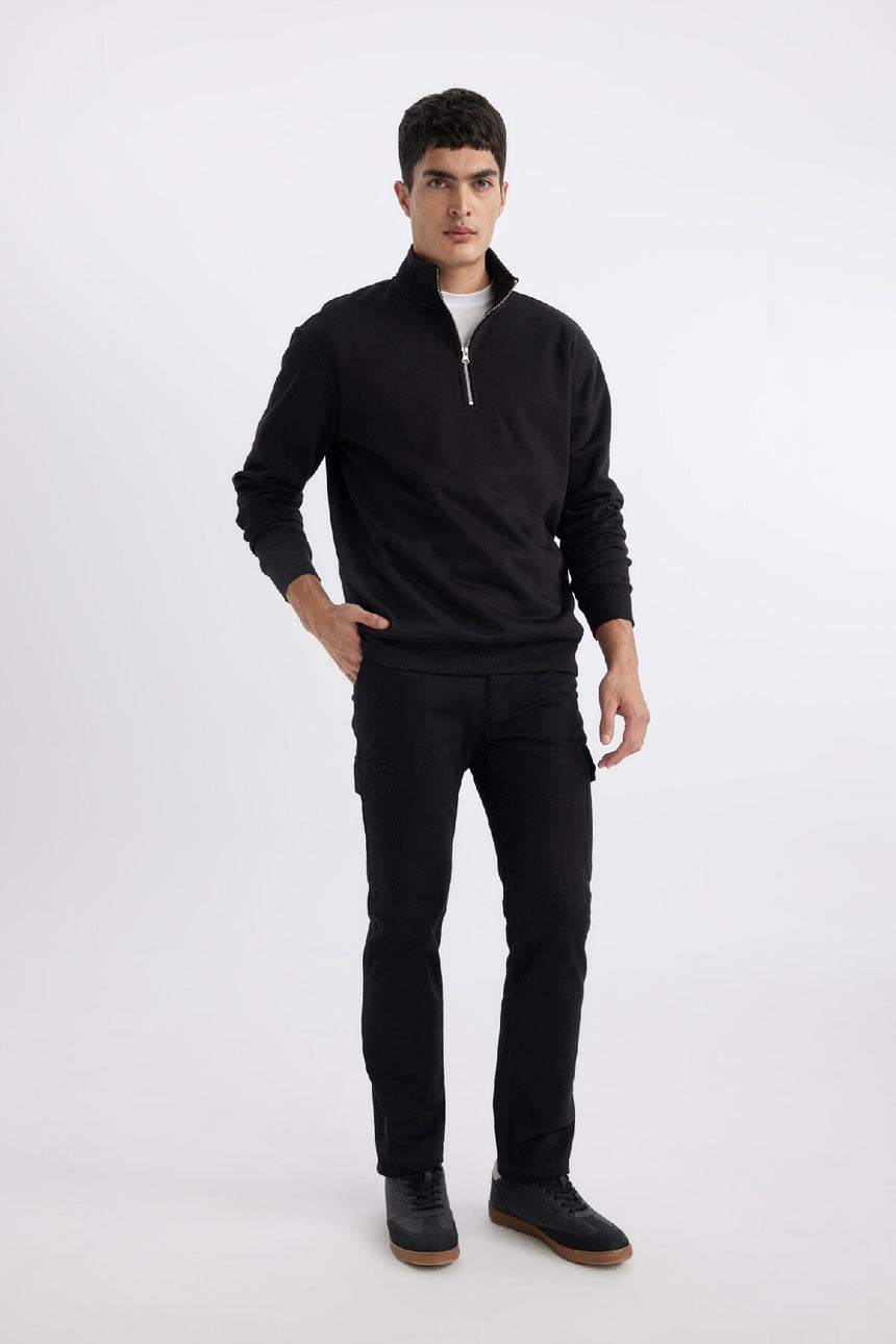 DeFacto Erkek Sweatshirt X7405AZ - Siyah