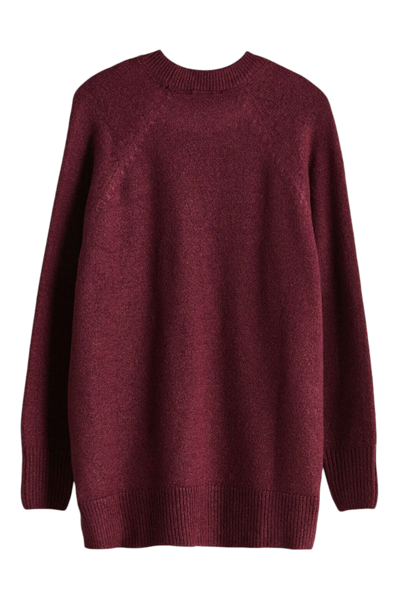 Sporline LC Waikiki bordo renkli, oversize kesim, pamuk ve polyester karışımlı kadın tunik