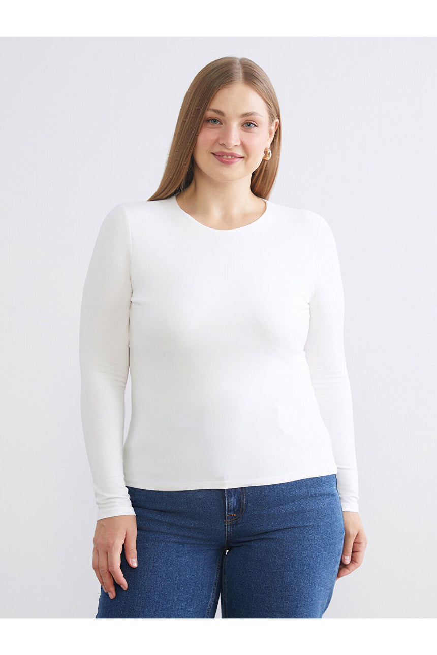 LC Waikiki Kadın Uzun Kollu T-Shirt W5GB03P8 - Ekru