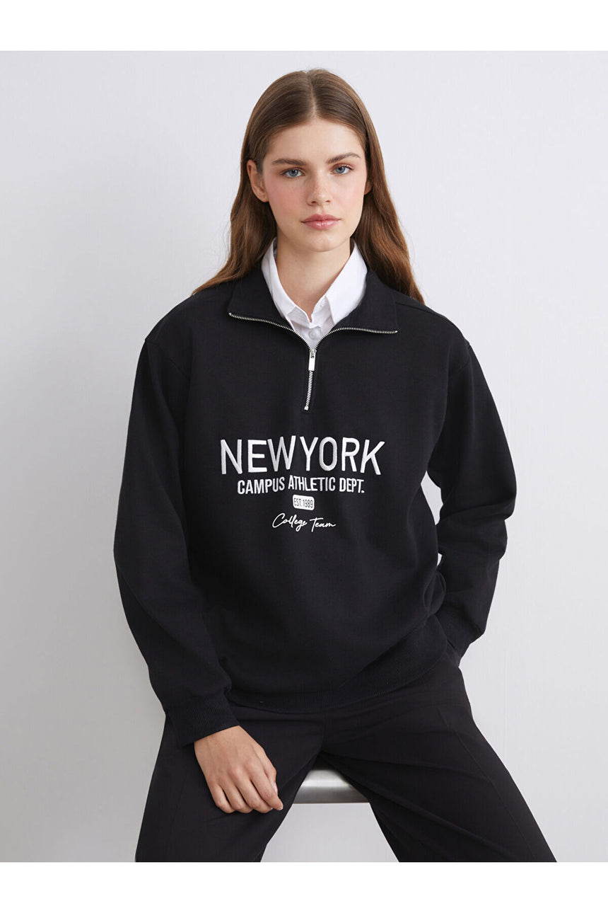 LC Waikiki Kadın Oversize Sweatshirt W5IC30F8 - Siyah