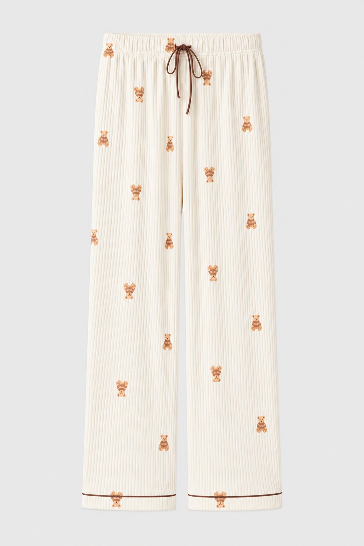 LC Waikiki Kadın Ayıcık Desenli Pijama Takımı W6E789D8 - Ekru
