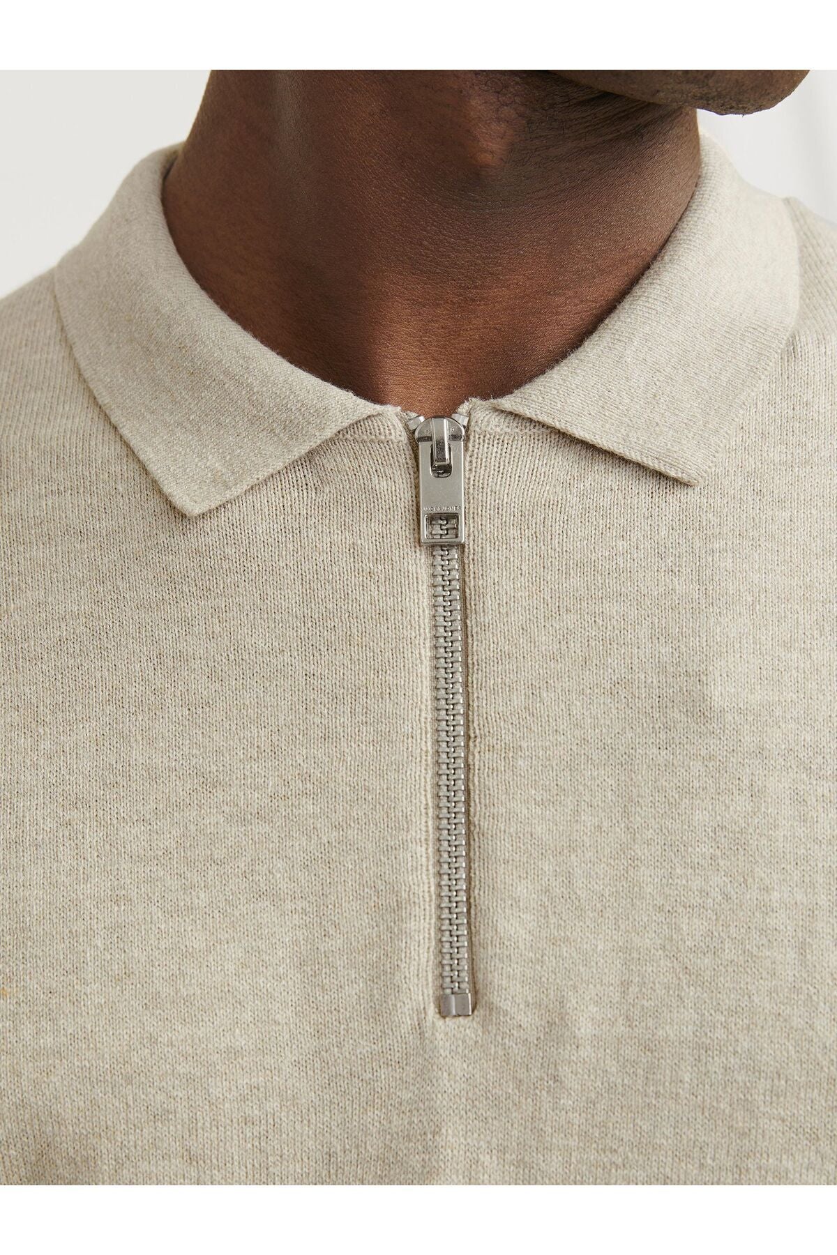 Jack & Jones Emil Erkek Polo Yaka Triko Kazak 12268210 - Bej / Açık Taba