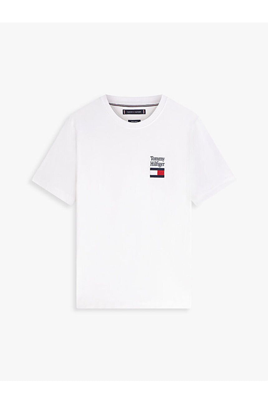 Tommy Hilfiger Erkek BRAND LOVE TEXT STACK TEE MW0MW42367 - Beyaz