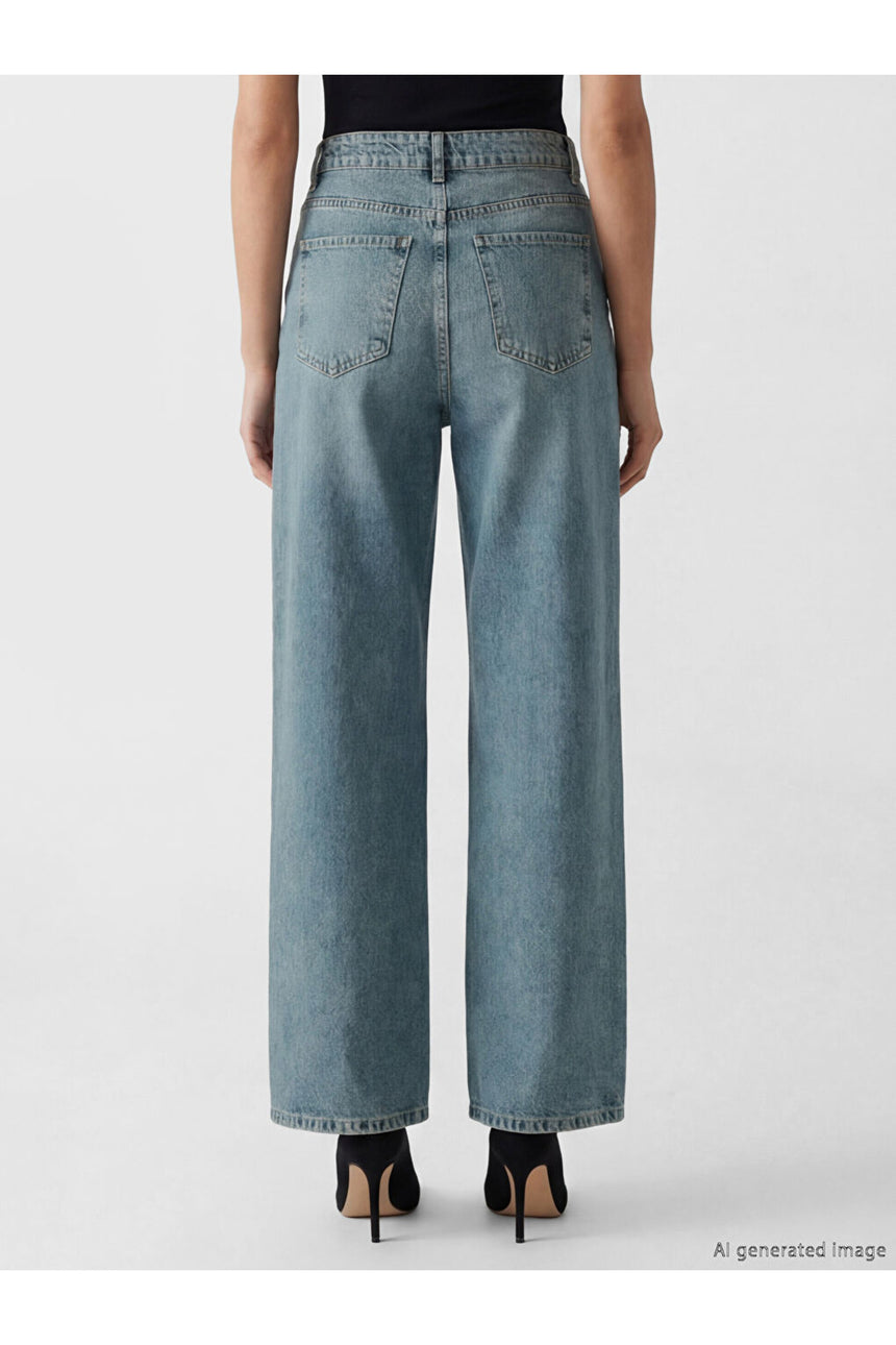LC Waikiki Kadın Wide Leg Jean Pantolon S6A636B8 - Açık Mavi