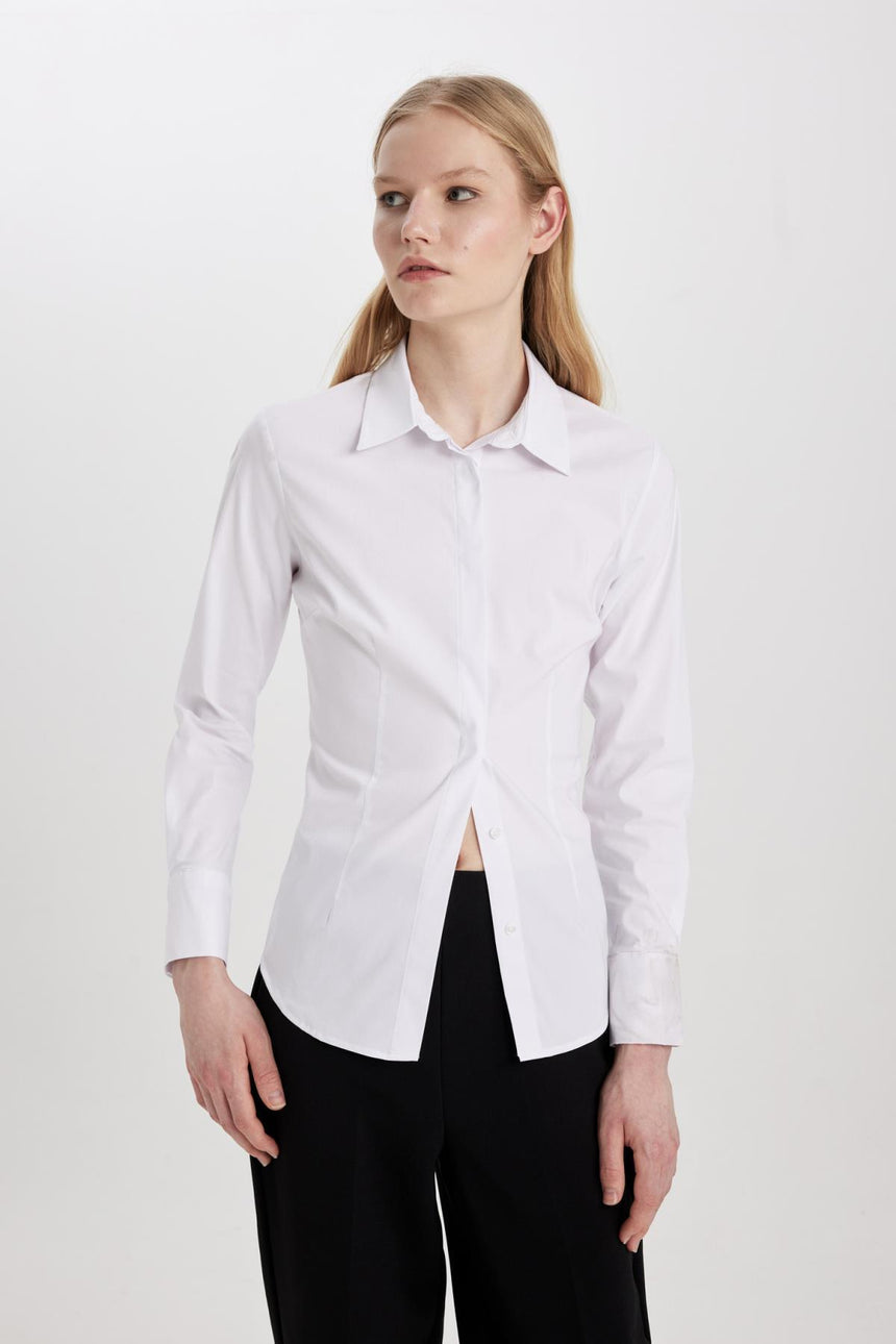 Defacto Kadın Long Sleeve Shirt Y4651AZ - Beyaz