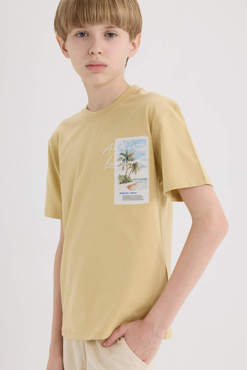 Defacto Çocuk Short Sleeve T-Shirt E3743A8 - Açık Kahve