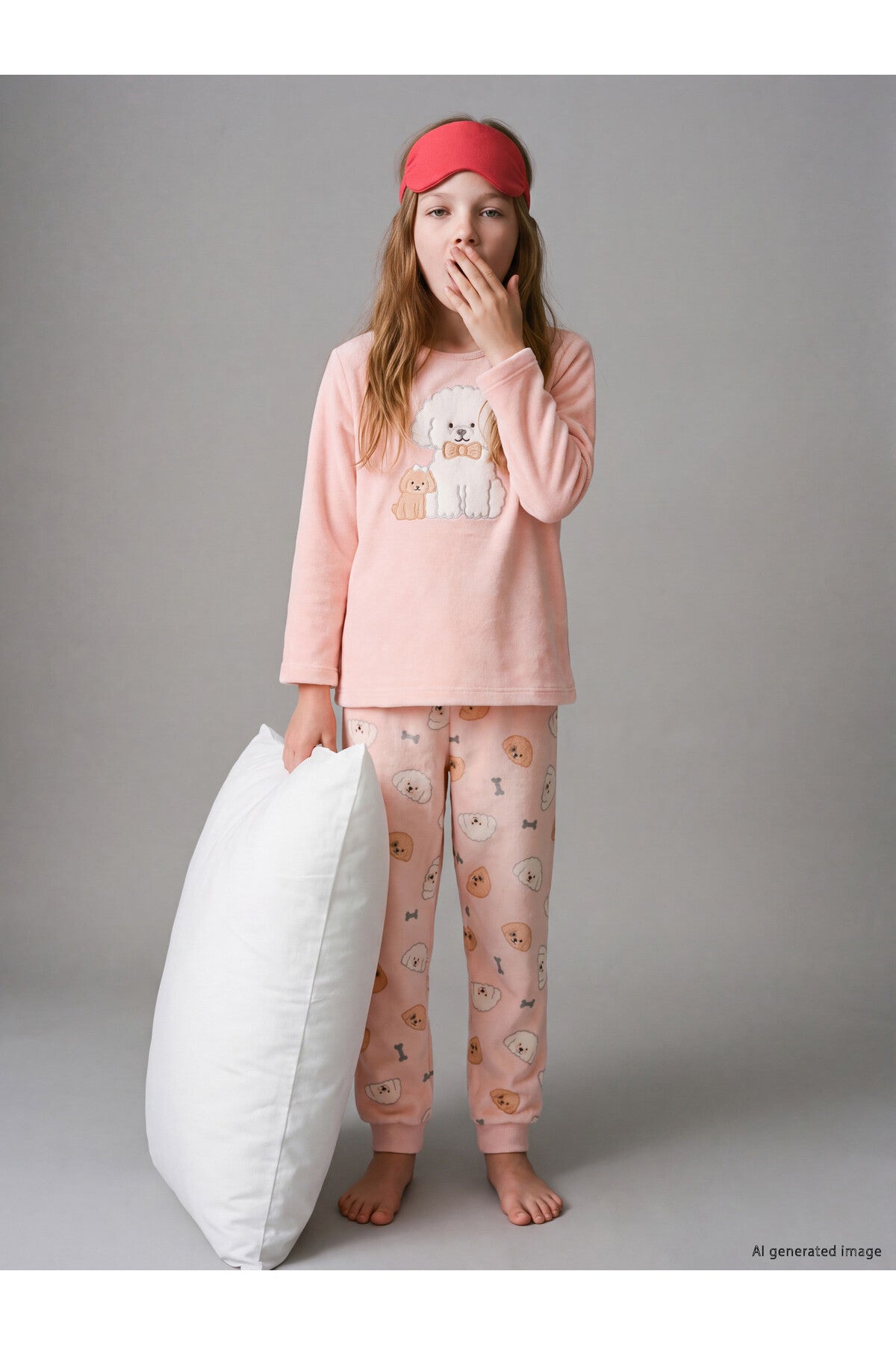 LC Waikiki Kız Çocuk Kadife Pijama Takımı W66171B1 - Pembe
