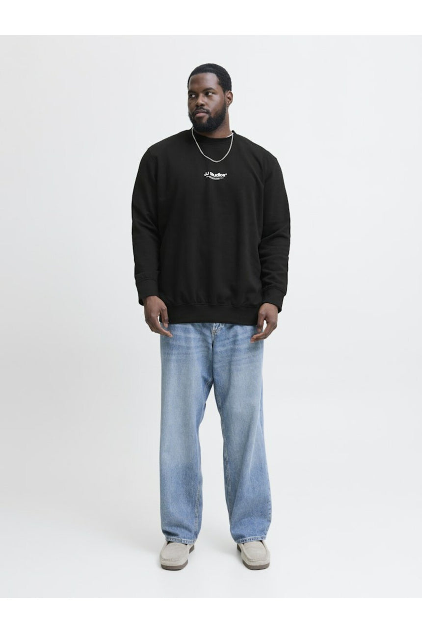 JACK&JONES PLUS JJESOHO SWEAT CREW NECK NOOS PLS 12284682 - Siyah
