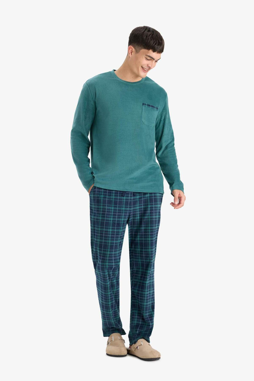 DeFacto Erkek Pijama Takımı D0047AX - Yeşil