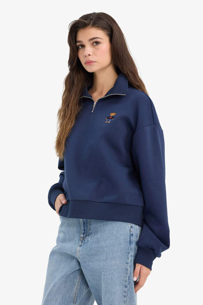 DeFacto Kadın Oversize Sweatshirt G7217AX - Koyu Lacivert