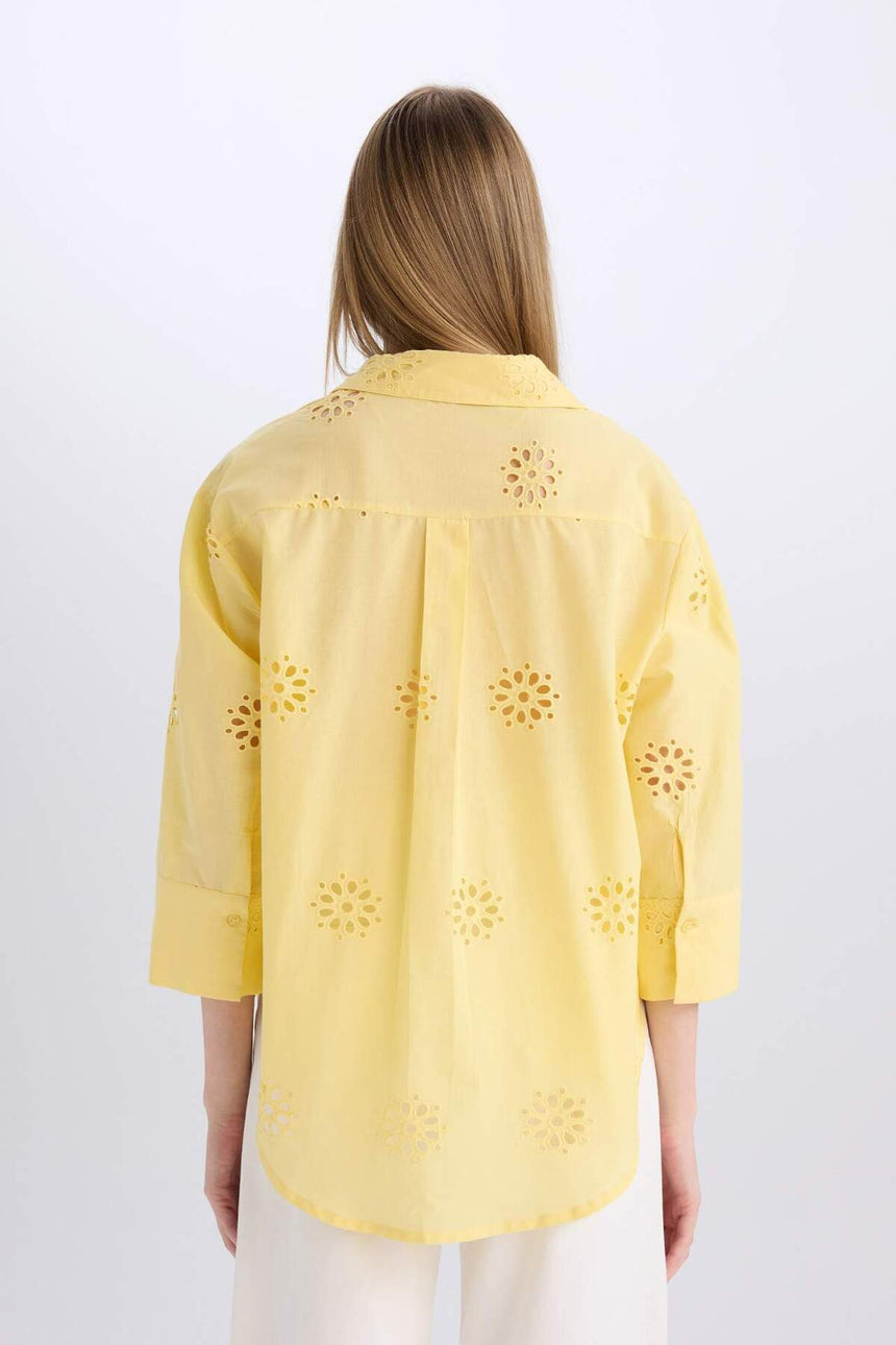 Defacto Kadın Long Sleeve Shirt B5419Ax - Sarı