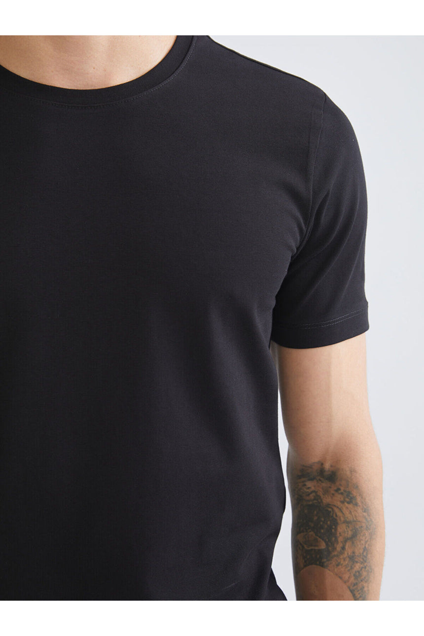 LC Waikiki Erkek Kısa Kollu Slim Fit Büyük Beden T-Shirt W5LG59B8 - Siyah