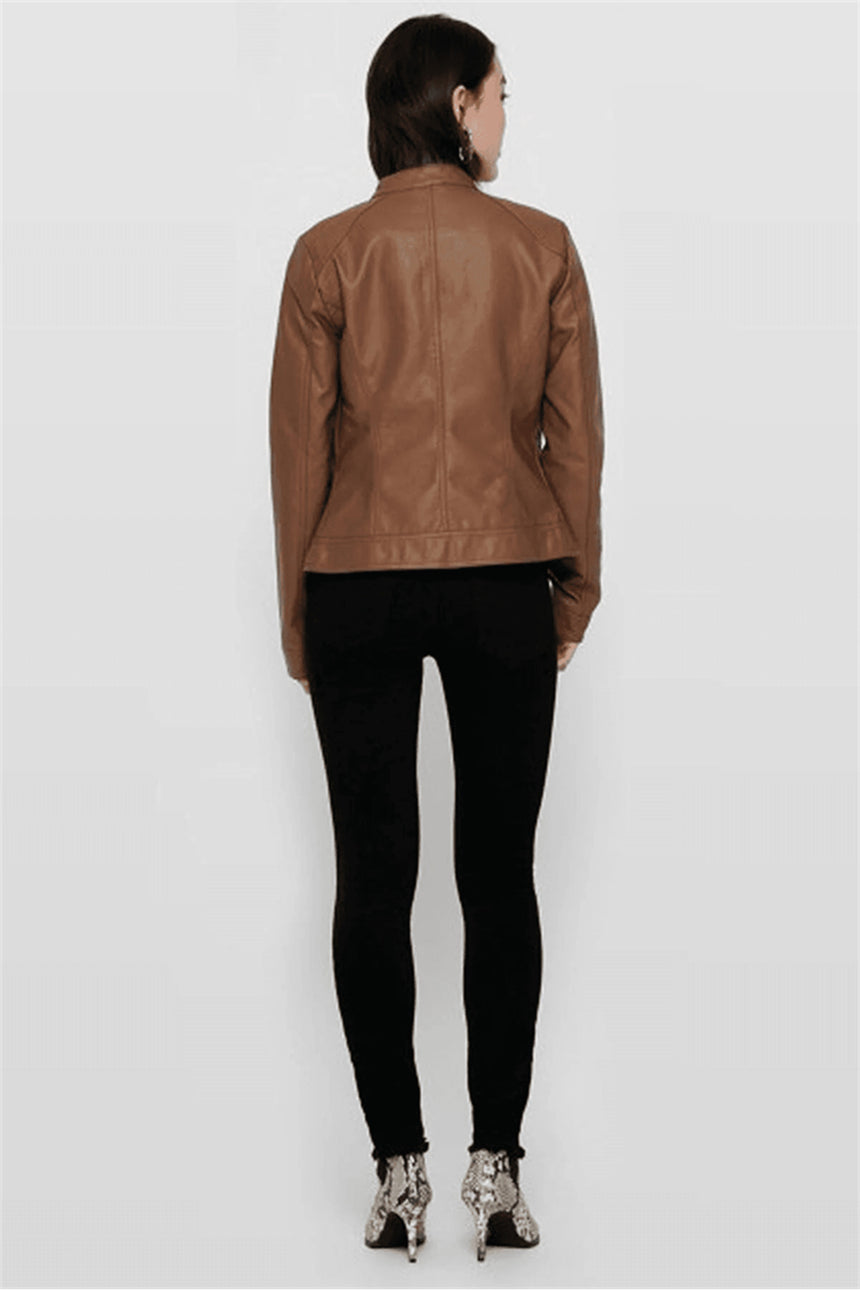 Only onlbandıt faux leather bıker otw noos mont 15081400 - Koyu Turuncu