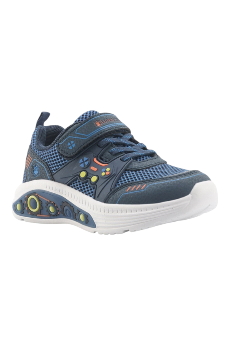 Sporline Lumberjack Lift lacivert çocuk sneaker, tekstil ve deri karışımlı, cırt cırtlı ve oyun konsolu detaylı tasarım