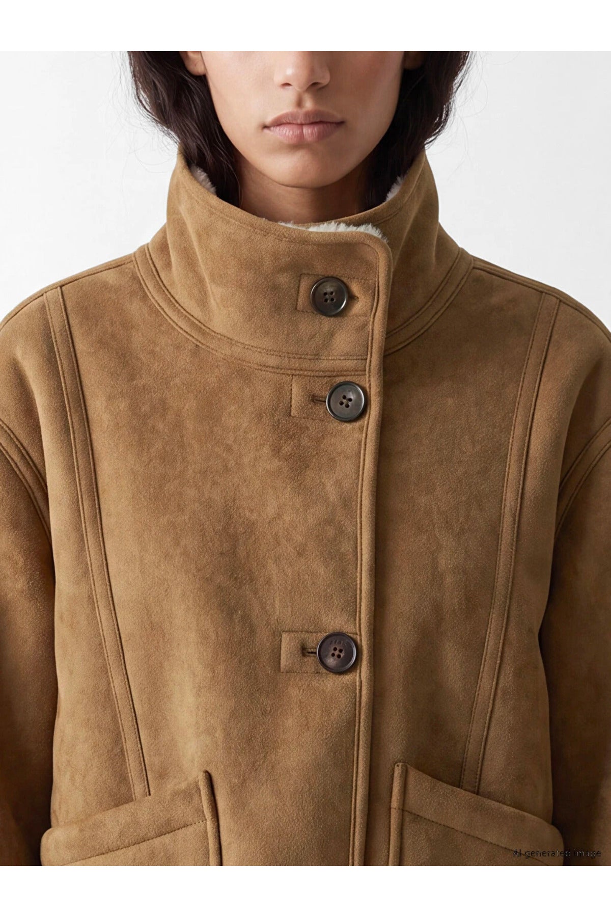 LC Waikiki Kadın Oversize Süet Görünümlü Mont W6BF71B8 - Kahverengi