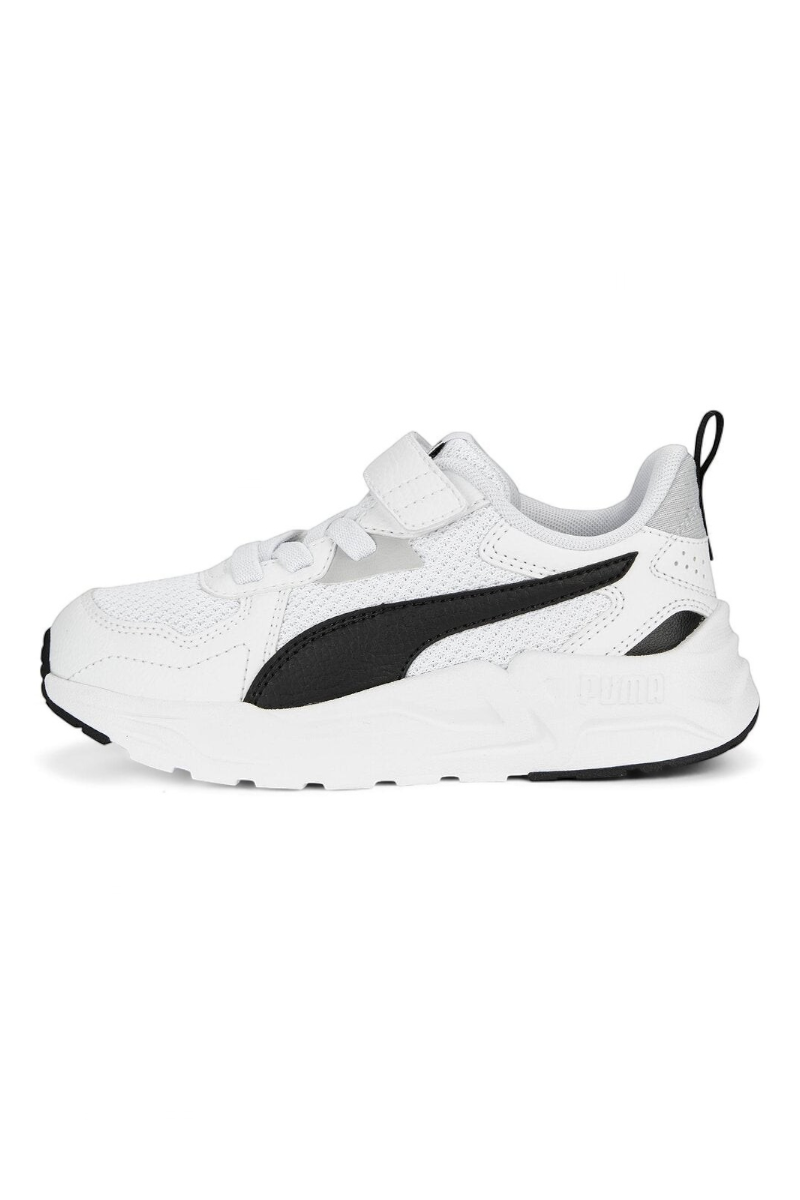 Sporline Puma Trinity Lite beyaz ve siyah renkli, cırt cırtlı çocuk spor ayakkabısı