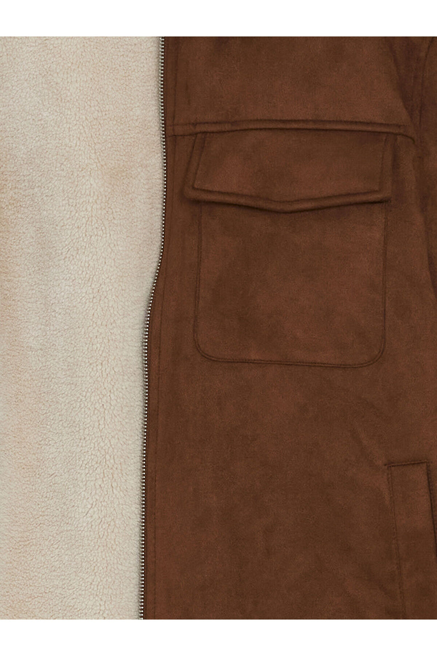 LC Waikiki Erkek Slim Fit Süet Görünümlü Mont - Açık Kahverengi