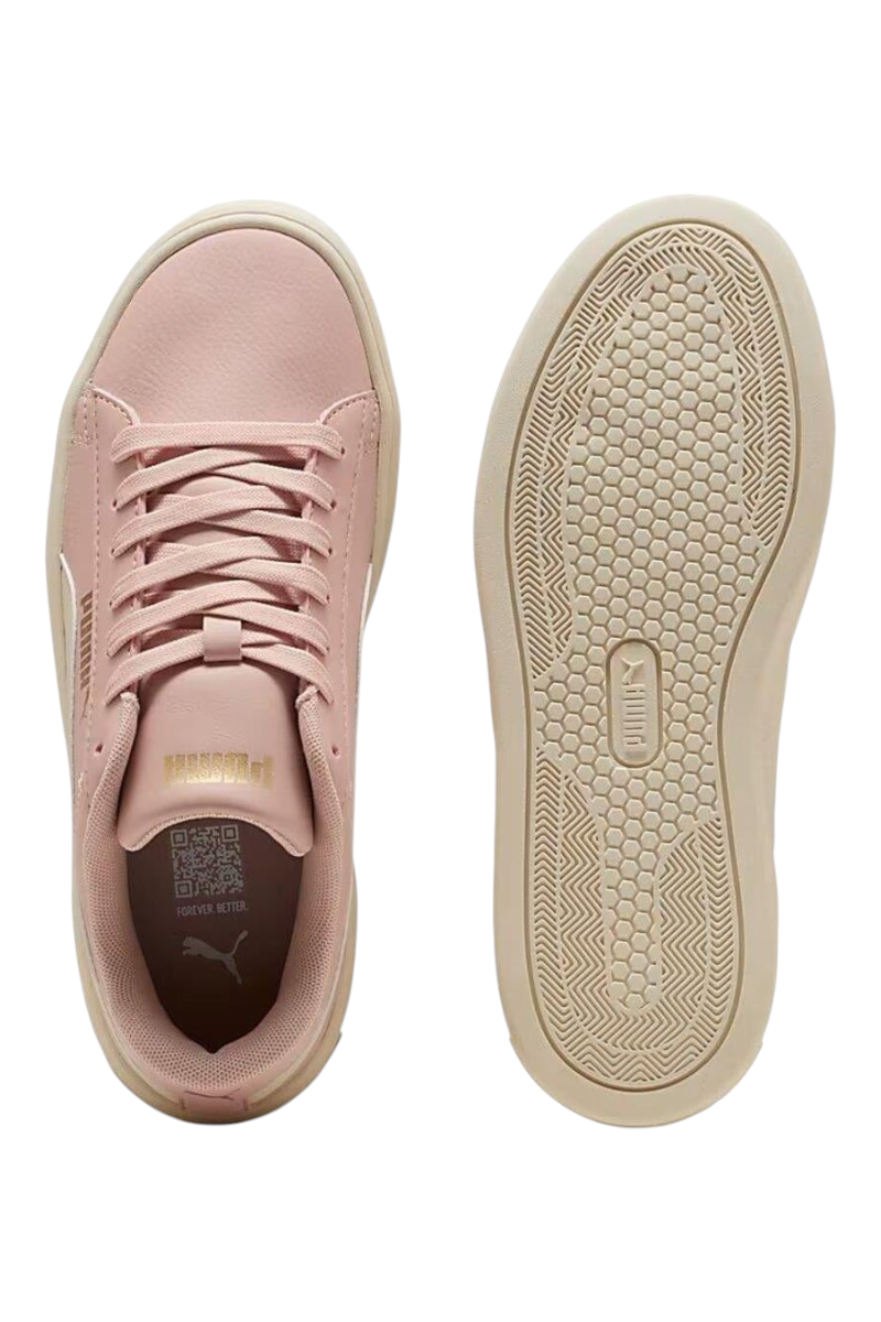 Sporline Puma Smash Platform v3 pembe kadın spor ayakkabı üst ve taban görünümü