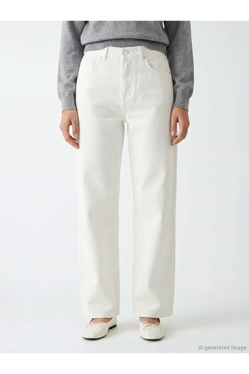 LCW KADIN S6MI62B8 PNT,WIDE-OYUNCAKRAIGHT-WHITE - Beyaz/ Kırık Beyaz