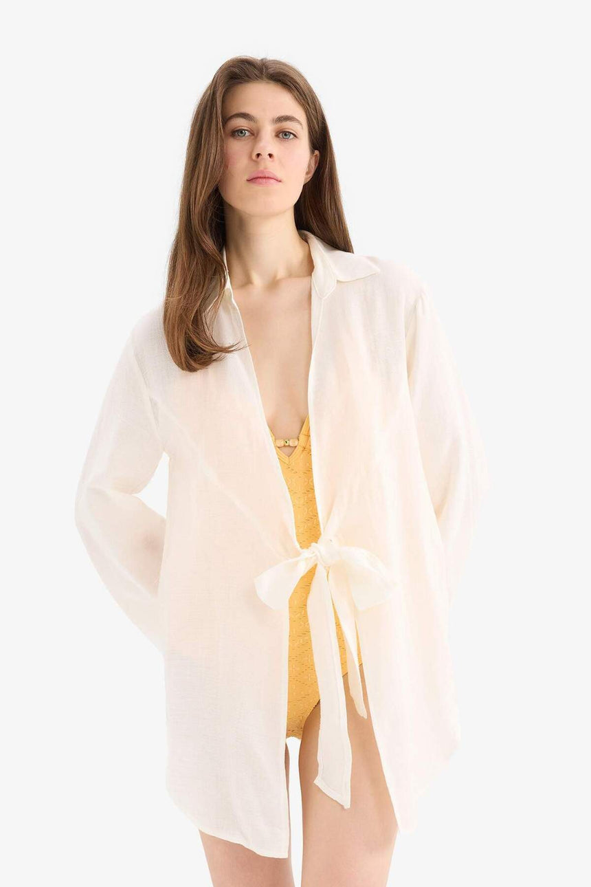 Defacto Kadın Beachwear B7333Ax - Kırık Beyaz