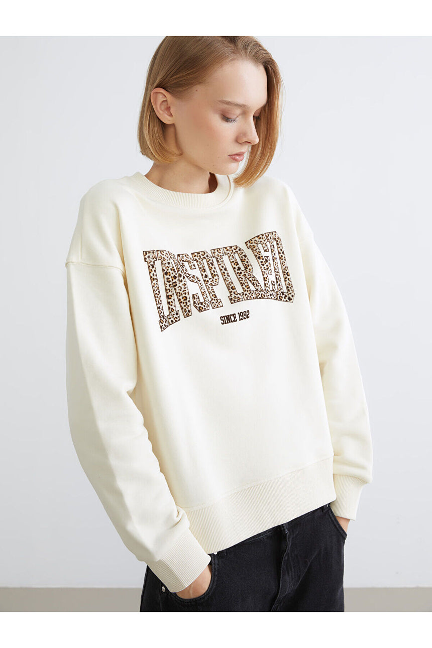 LC Waikiki Kadın Oversize Sweatshirt W5G611B8 - Açık Bej