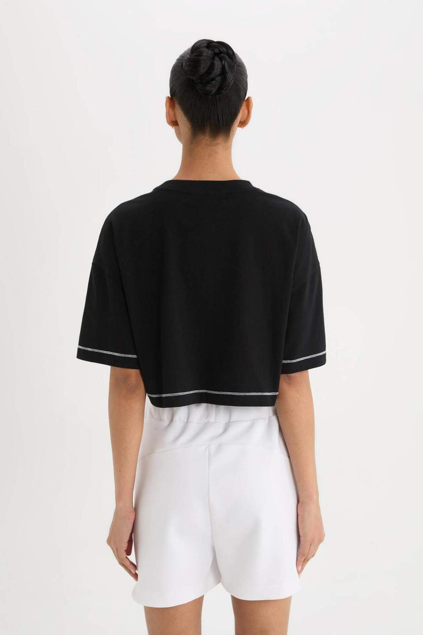 DeFacto B9953AX Kadın T-Shirt - Siyah