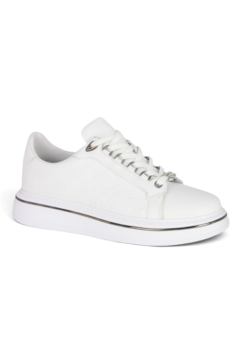 Sporline Pierre Cardin 10231 beyaz erkek sneaker, yan kısımlarında kabartmalı logo detaylı şık günlük spor ayakkabı.