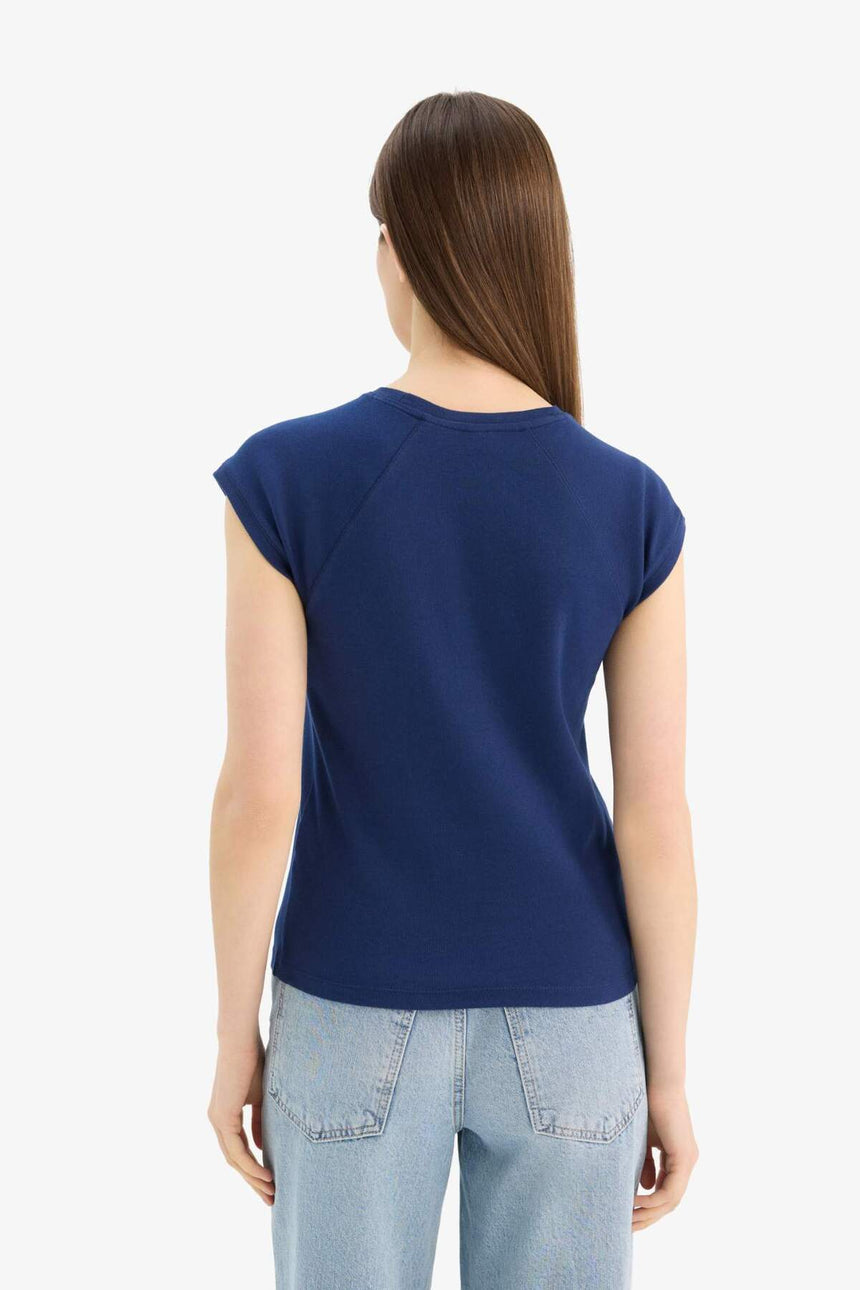 Defacto Kadın Short Sleeve T-Shirt C7334Ax - Koyu Lacivert