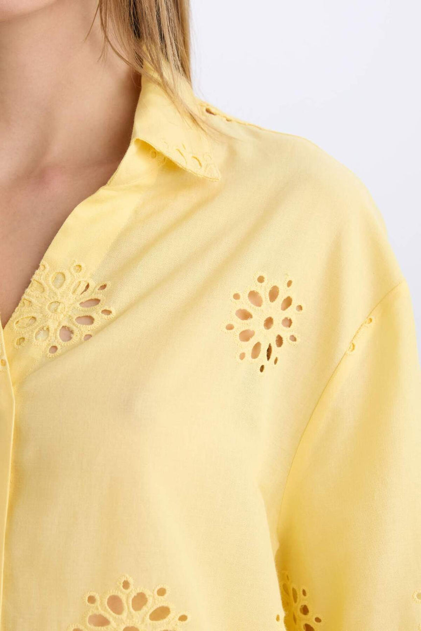 Defacto Kadın Long Sleeve Shirt B5419Ax - Sarı